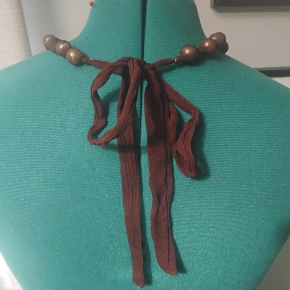 Hand Knotted Gauze Wrapped Adjustable Pearl Necklace